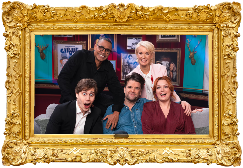 Cover image for the eleventh season of the Swedish show Bäst i Test, picturing the cast of the season.