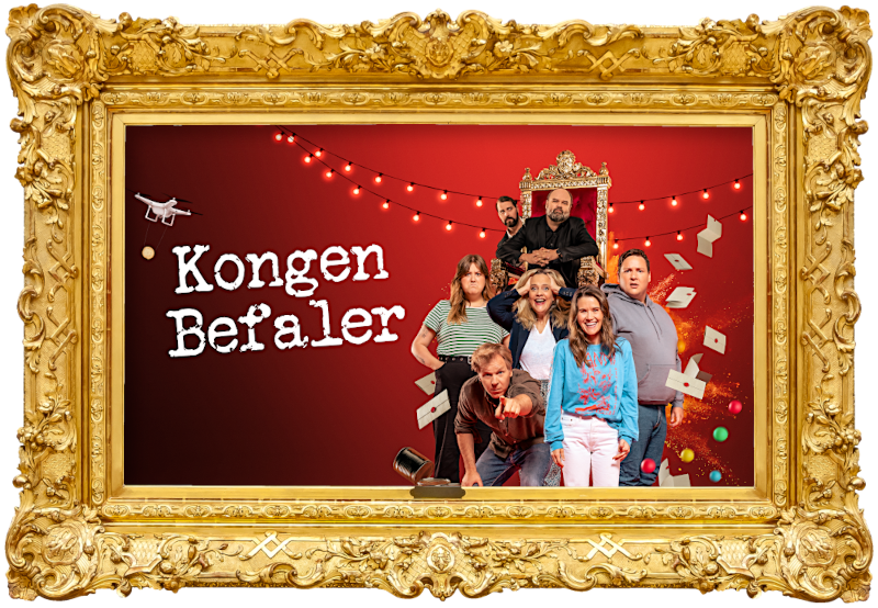 Cover image for the sixth season of the Norwegian show Kongen Befaler, picturing the cast of the season.