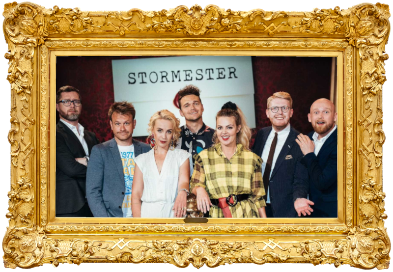 Cover image for the first season of the Danish show Stormester, picturing the cast of the season.