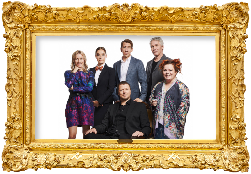 Cover image for the second season of the Finnish show Suurmestari, picturing the cast of the season.