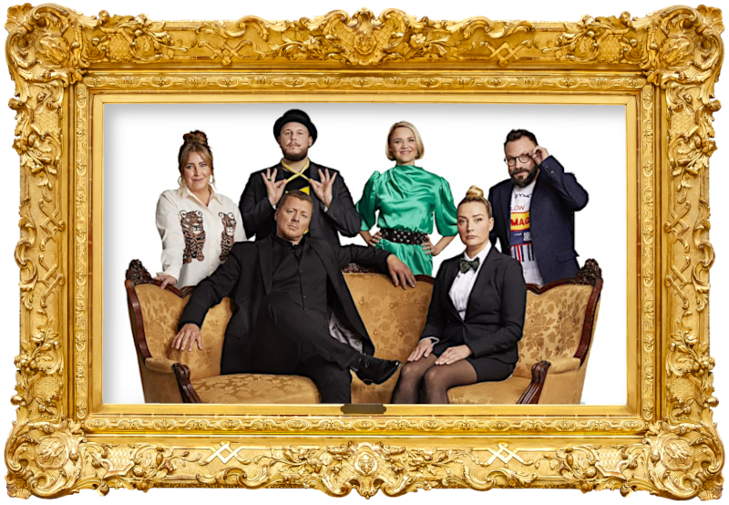 Cover image for the third season of the Finnish show Suurmestari, picturing the cast of the season.