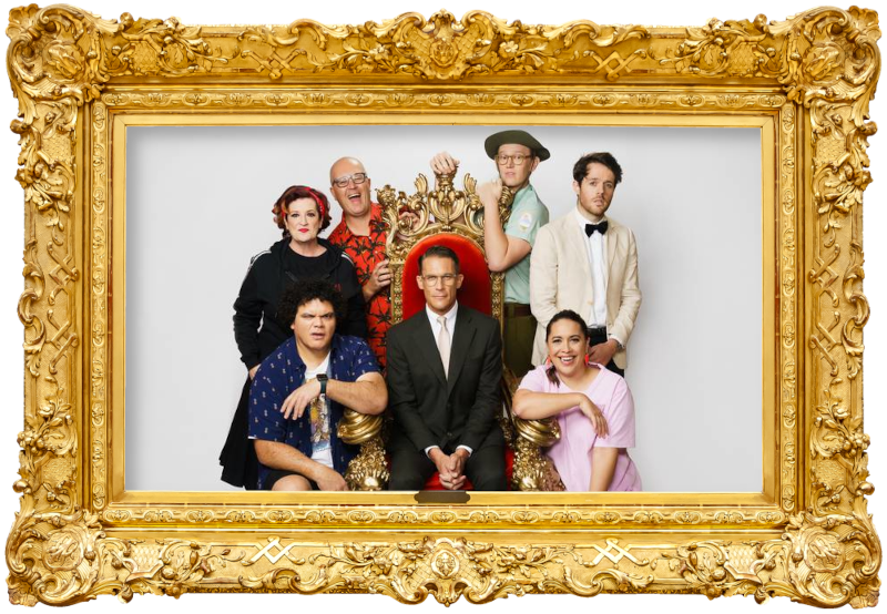 Cover image for the third season of the New Zealand show Taskmaster NZ, picturing the cast of the season.