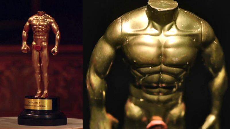 Image of the Champion of Champions prize, a golden statue of what Greg claims is his actual body.