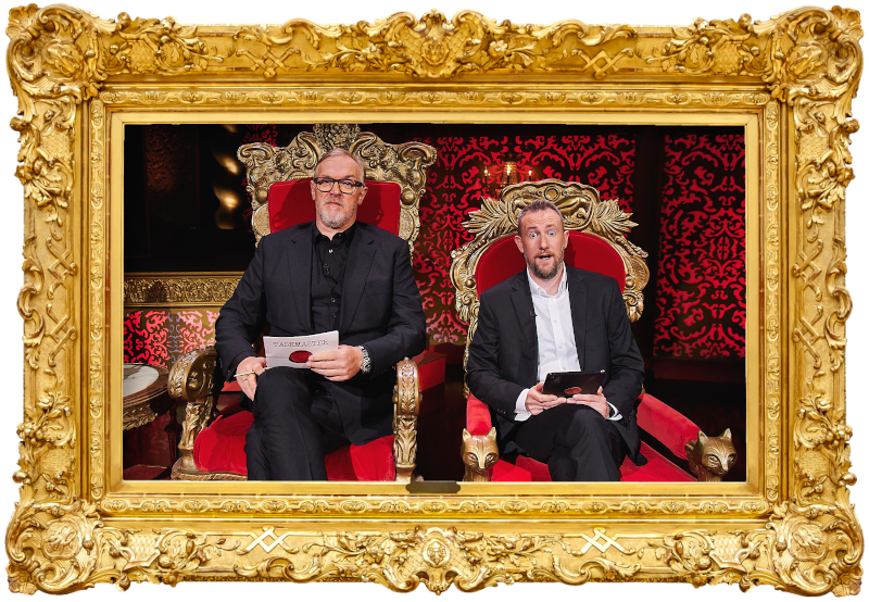 Cover image for the UK show Taskmaster, showing the hosts of the show, Greg Davies and Alex Horne.