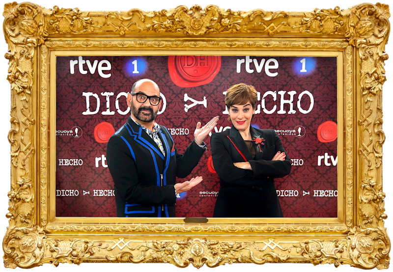 Cover image for the Spanish show Dicho y Hecho, showing the hosts of the show, Anabel Alonso and José Corbacho.