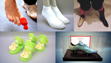 Image of the pool of prize submissions submitted by the contestants in the 'The most interesting footwear' task.