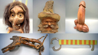 Image of the pool of prize submissions submitted by the contestants in the 'The weirdest wooden thing' task.
