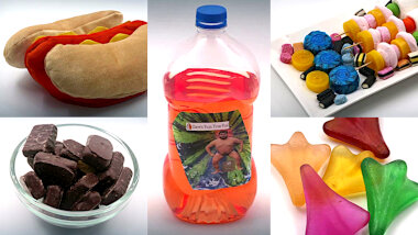 Image of the pool of prize submissions submitted by the contestants in the 'The most edible-looking inedible item' task.